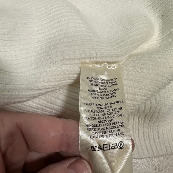 Free People Sweater XL | Ivory Knit | Balloon Sleeves | Oversized Fit | MSRP $98 - Picture 7 of 8